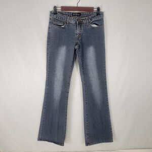 Cielo Jeans Juniors 7 Gray Low Rise‎ Bootcut Embroidered Charcoal Wash Denim